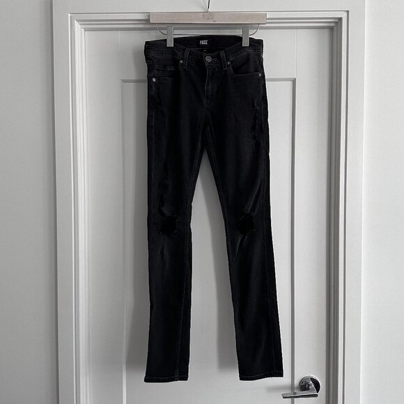 PAIGE DENIM SKINNY JEANS IN BLACK - Picture 2 of 4